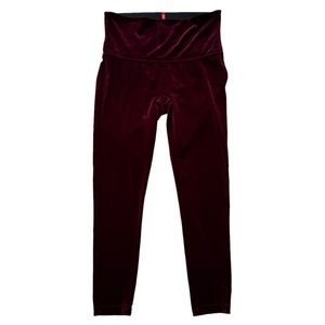 SPANX Women’s Burgundy Velvet Leggings Size XL